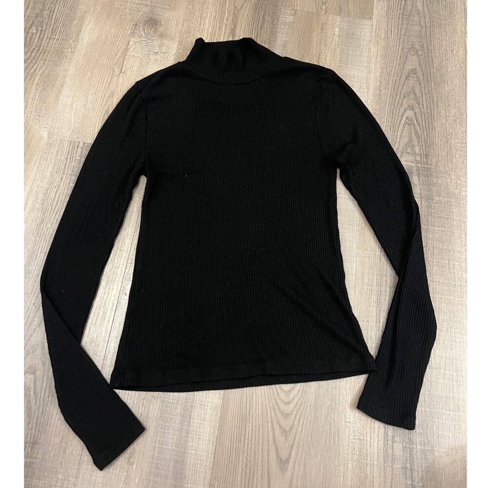 Faherty Women's Black Mock Turtleneck Knit Lightweight Sweater